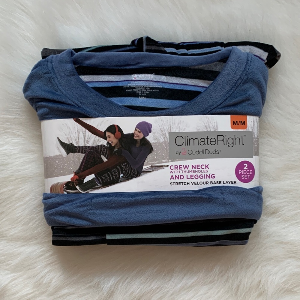 Cuddl Duds Blue and Black Pajama Set